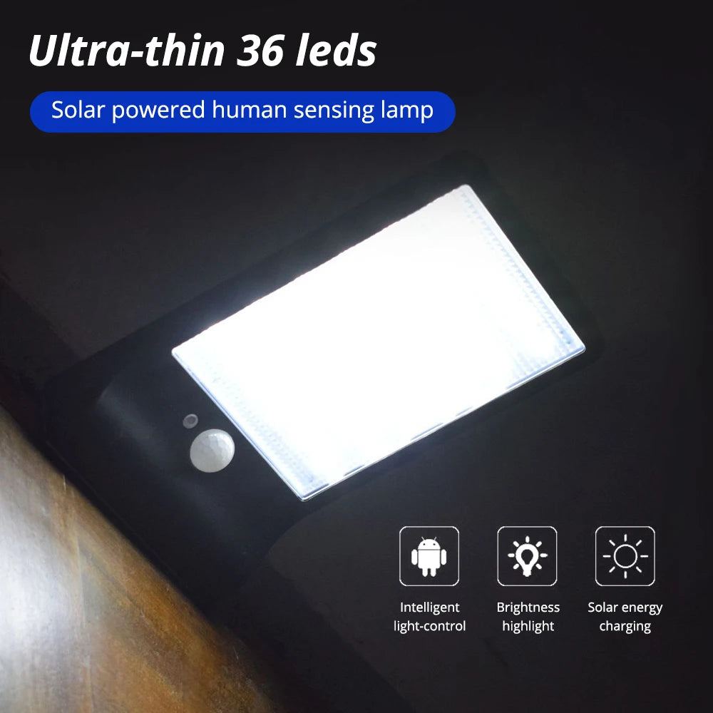 HVIERO 36 LED Solar Wall Light – Motion Sensor & IP65 Waterproof