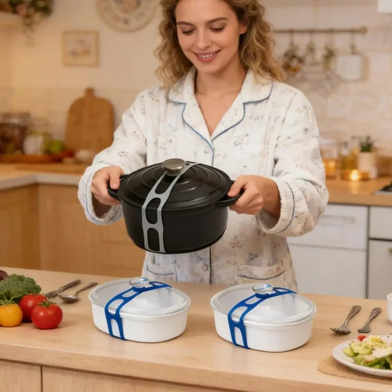 Silicone Straps Elastic Lid Fastening Bands Portable Organizer Tools for Pot Lid Lunch Box and Outdoor Tableware Storage Oasis Select