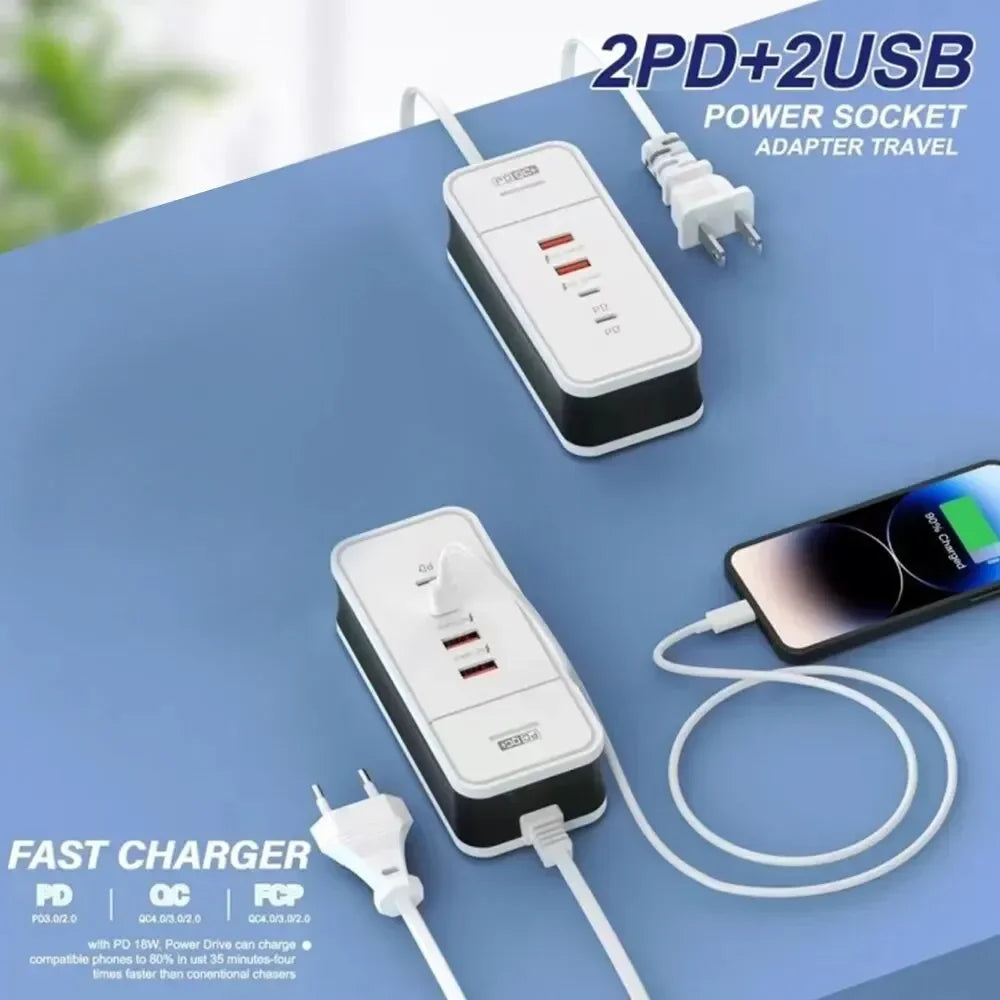 4 Port USB Charger QC 3.0 PD 12W Fast Charging Wall Charger for Xiaomi Samsung iPad Mobile Phone Travel Power Adapter Oasis Select
