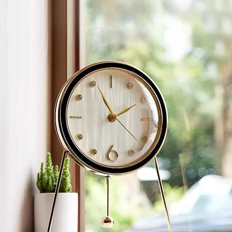 Light Luxury Clock Living Room Simple Fashionable Silent Modern Creative Desk Clock Ornament for Home Use Oasis Select