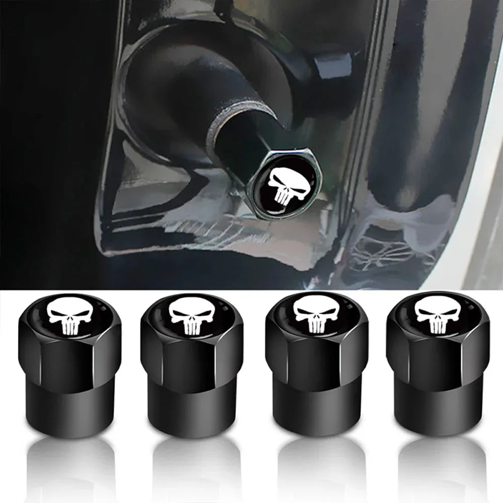 4Pcs Skull Car Wheel Tire Valve Stem Caps Airtight Dust Proof Covers Universal Tire Air Valve Caps for Cars, Trucks, Bicycles Oasis Select