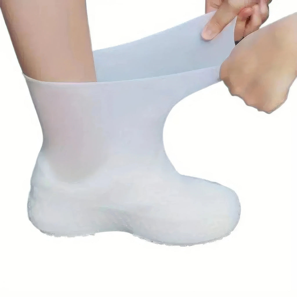 1 Pair Latex Rain Boots Waterproof Shoe Cover White, Rain Shoe Cover, All Day Comfortable Elastic Fit, Unisex Shoe Cover Oasis Select