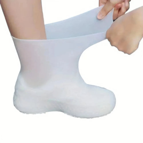 1 Pair Latex Rain Boots Waterproof Shoe Cover White, Rain Shoe Cover, All Day Comfortable Elastic Fit, Unisex Shoe Cover Oasis Select