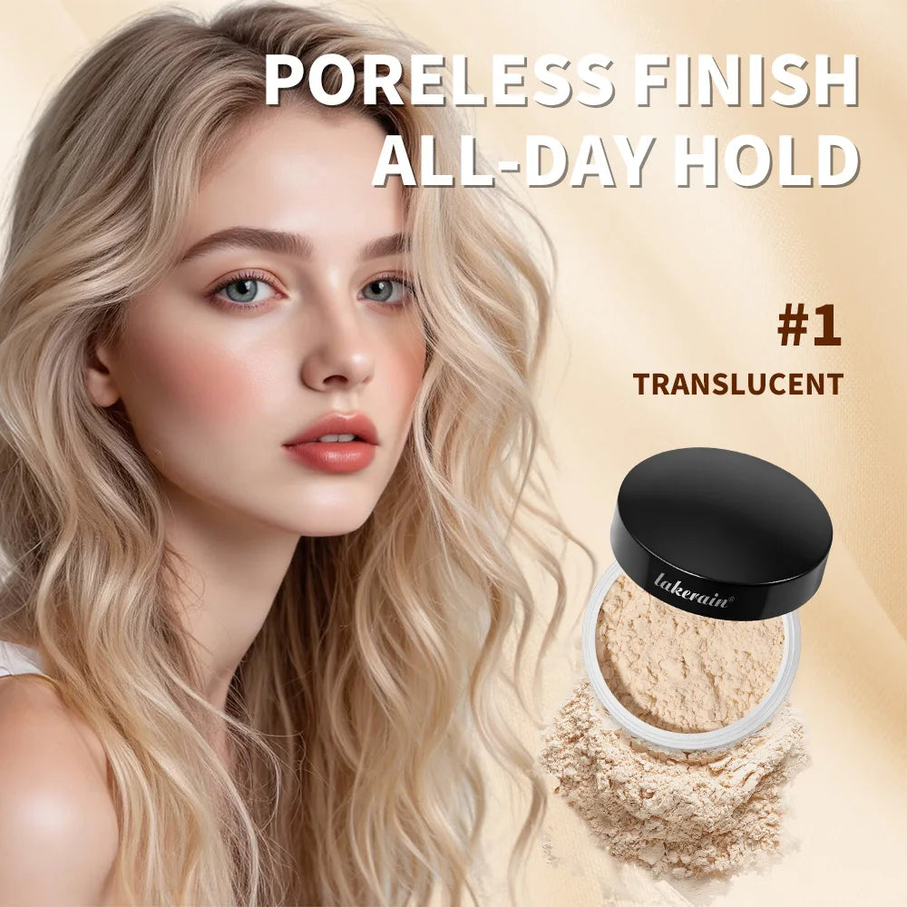 Lakerain Loose Setting Powder & Brush – 24HR Matte Finish