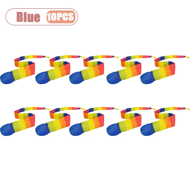 1-20PCS Rainbow Ball with Soft Tail Outdoor Indoor Throwing Catching Play Toy Sensory Integration Coordination Training Sports Oasis Select Blue-10PCS