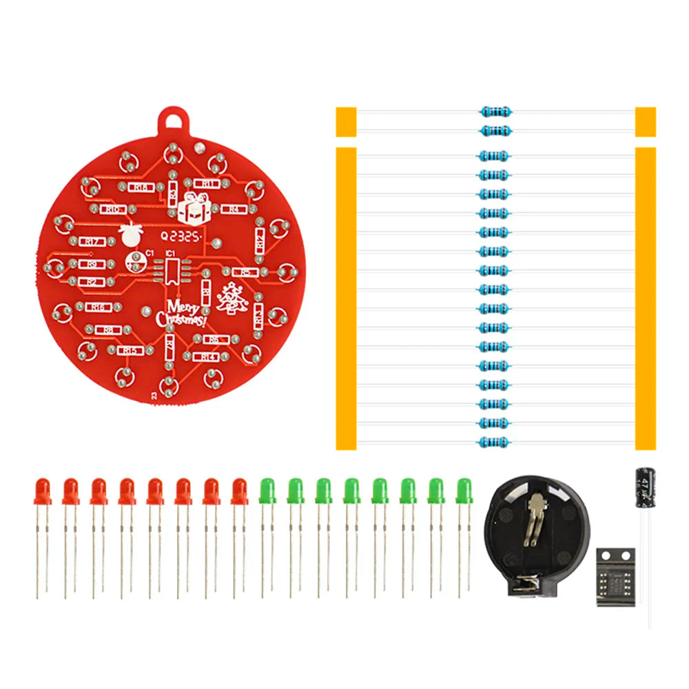 DIY Electronic Kit NE555 Red And Green LED Christmas Tree Decoration Flashing Light Electronic Component Fun Soldering DC 3V Oasis Select Without battery
