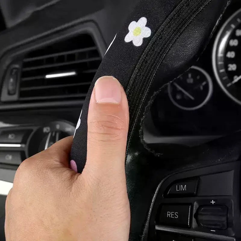 Car Steering Wheel Cover Flowers Print Anti-Slip Universal Auto Steering Wheel Protector Interior Accessories Wheel Cover Oasis Select