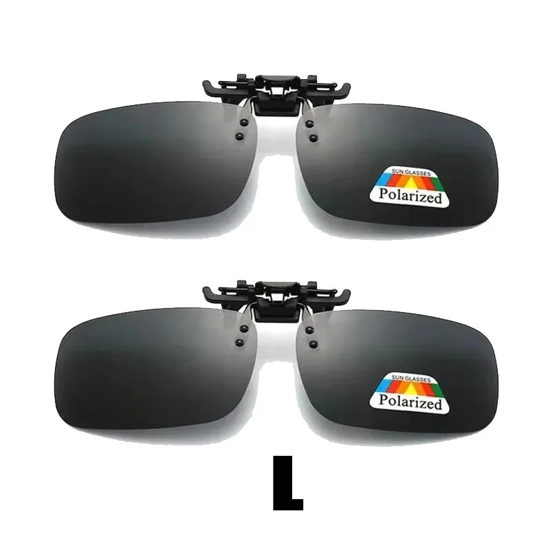 1/2/3PCS Polarized Sunglasses Clip For Driving Night Vision Glasses UV400 Outdoor Sunshade High Definition Sunglasses Clip Oasis Select Black L x2Pcs