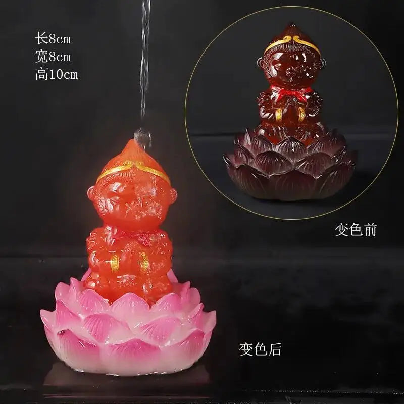 Color-changing Resin Tea Pe Ornaments Tradition Zen Tea Tray Ornaments Tea Ceremony Supplies Oasis Select on Lotus - Orange