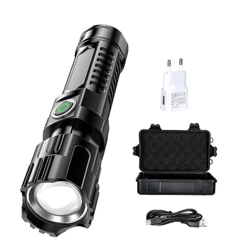 Rechargeable Zoomable LED Flashlight – Waterproof Tactical Torch