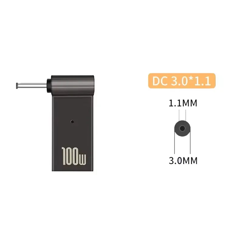 100W USB-C to DC Laptop Charger Adapter for Dell HP Asus Lenovo USB-C Laptop Adapter Oasis Select 3.0-1.1mm