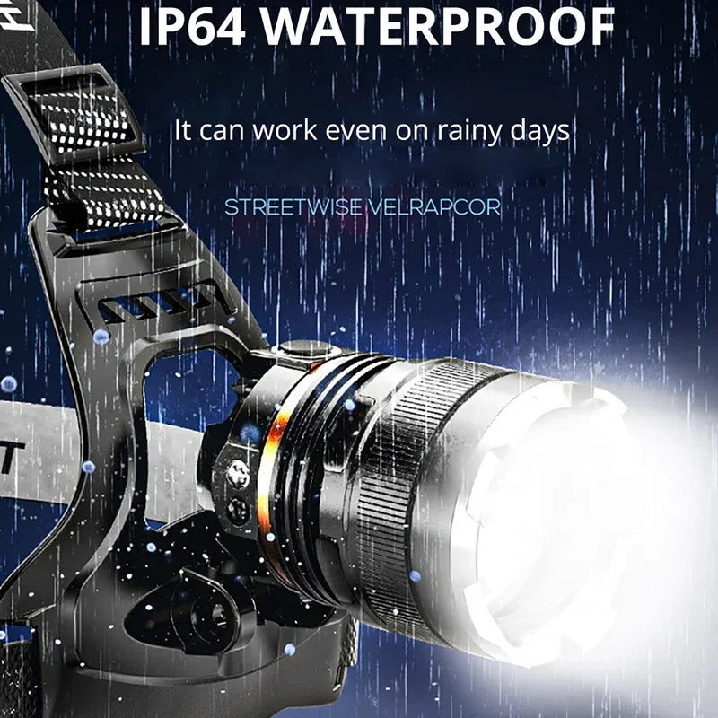 Rechargeable LED Headlamp for Fishing Powerful Camping Headlight with Sensor 2*18650 Batteries NOT Included Oasis Select
