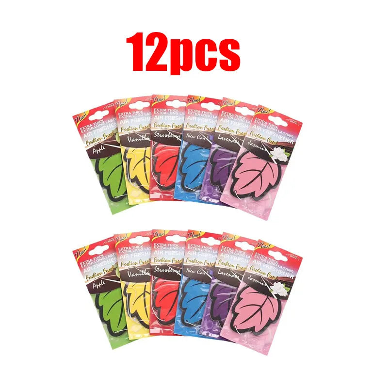 6/12/24/36pcs Mix Car Air Freshener Natural Scented Tea Paper Auto Hanging Perfume Fragrance Leaf Shape Car Accessories Oasis Select 12pcs