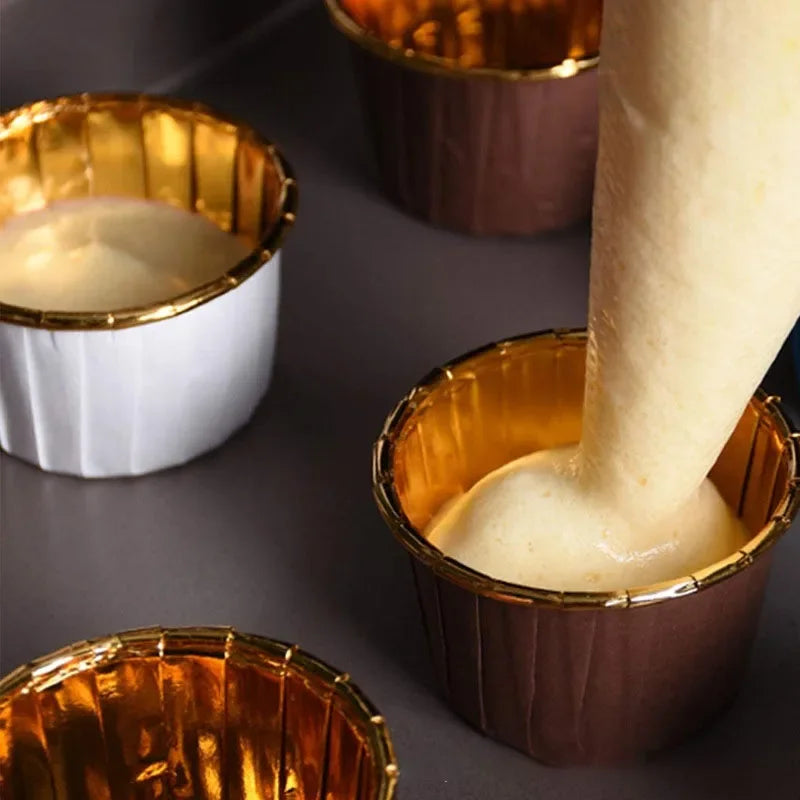 Gold Foil Rolled Paper Cups, Muffin Cupcake, Wedding Party Decorations, Heat Resistant, Kitchen Baking Accessories, 30Pcs Oasis Select