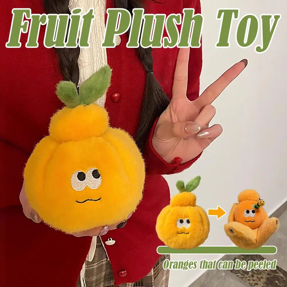 Creative Cartoon Peeled Orange Soft Toy Keychain Stuffed Fruit Bag Pendant Decompression Toy for Kids And Adults Gift Oasis Select