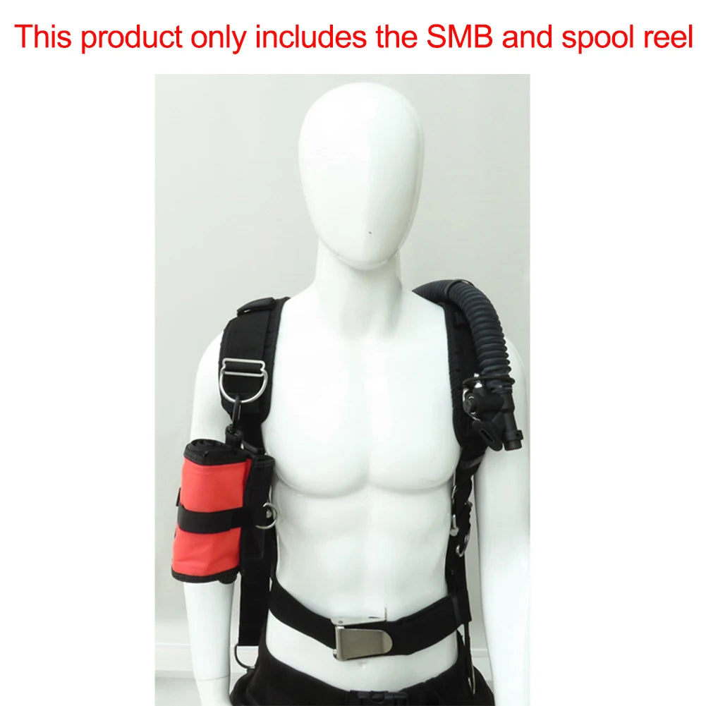 Diving Signal Tub SMB Storage Mesh Bag 120x15cm 3-in-1 Reel Buoy Marker Signal Pocket With Spool Snap Scuba Diving Bag Oasis Select