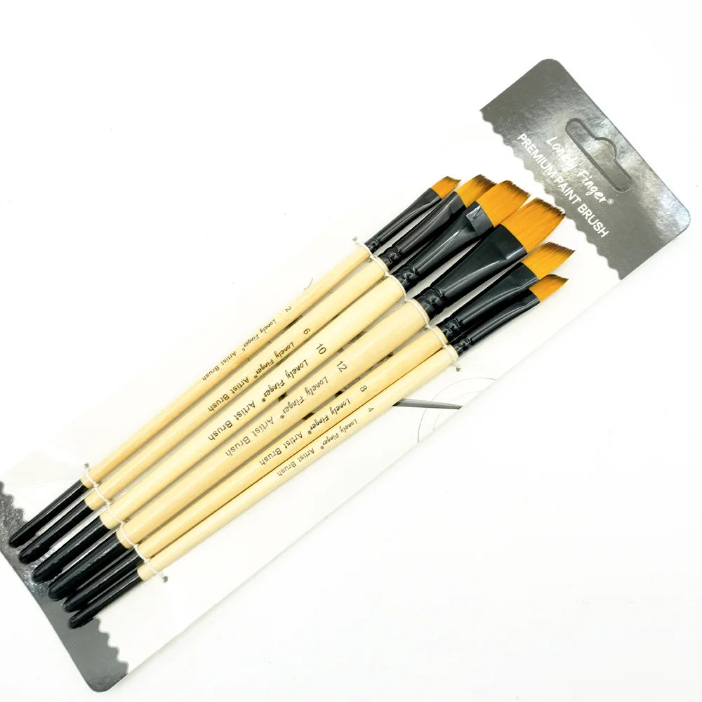 6/24pcs Paint Brushes Set for Acrylic Painting, Watercolor Acrylic Paint Brush, Artist Paintbrushes for Body Face Rock Canvas, Oasis Select 6pcs Wood Angle