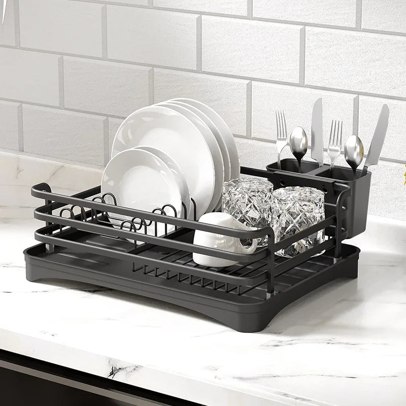 Kitchen Shelf Dish Drain Rack Diversion Drain Dish Rack Multifunctional Household Countertop Single Layer Cutlery Rack Oasis Select