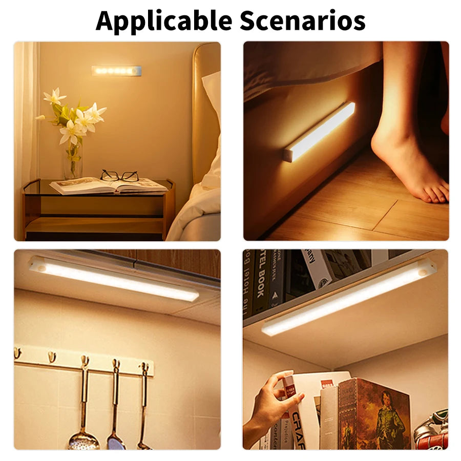 USB Rechargeabl LED Night Light PIR Motion Sensor Under Cabinet Lamp For Bedroom Wardrobe Hallway Staircase Bar Lighting Oasis Select
