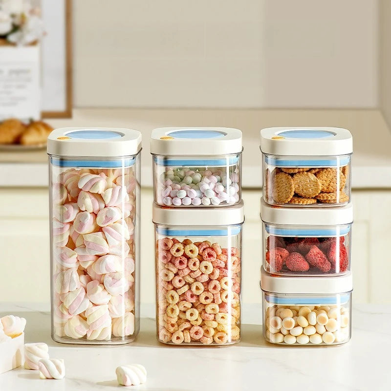 Airtight Food Storage Canister Clear Plastic Container for Coffee GrainsSpices Cereal Kitchen Organizer Pantry Shelf Sealing Jar Oasis Select