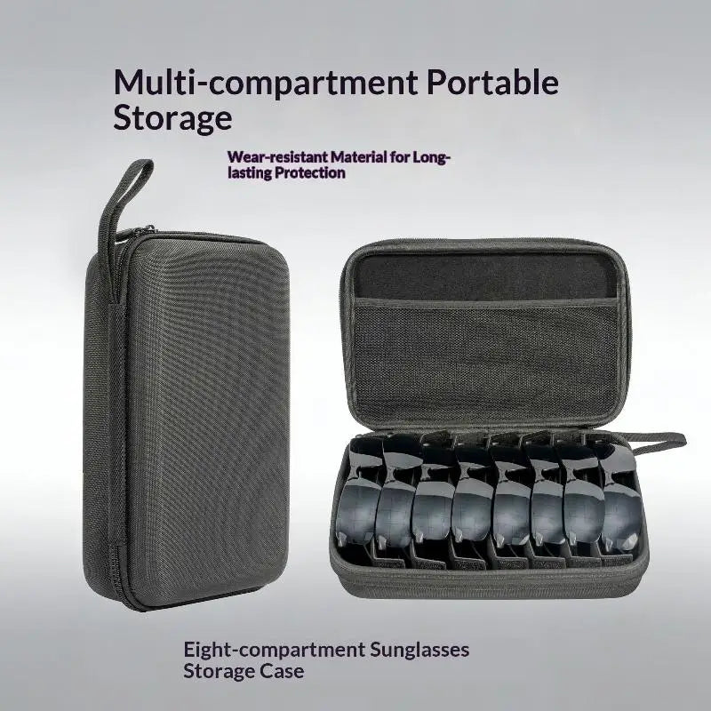 4–8 Grid Eyeglasses & Sunglasses Travel Organizer Case | Black