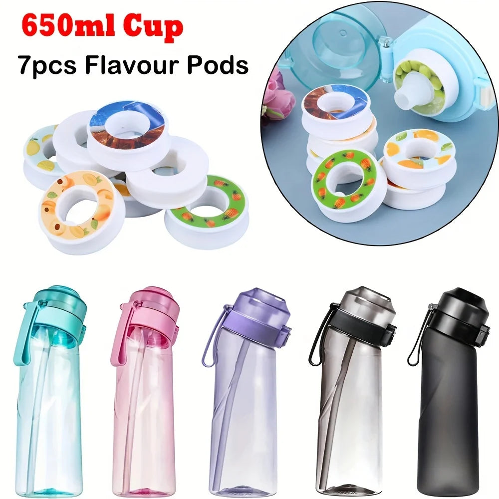 Sports Air Water Bottle BPA Free Drinking Bottles 650ML Fruit Fragrance Water Cup with 7 Flavour pods Outdoor Tableware Oasis Select