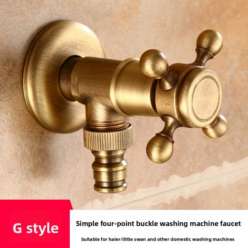 Vintage Solid Brass Single Handle Faucet for Washing Machine Wall Mounted Water Tap Oasis Select B