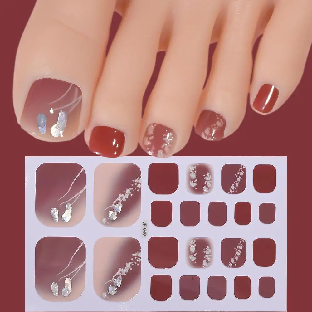 22tips/Sheet Glitter Toenail Stickers Glittering Full Wraps for Summer Pool and Beach for Nail Art and Decorative Nail Decals Oasis Select J
