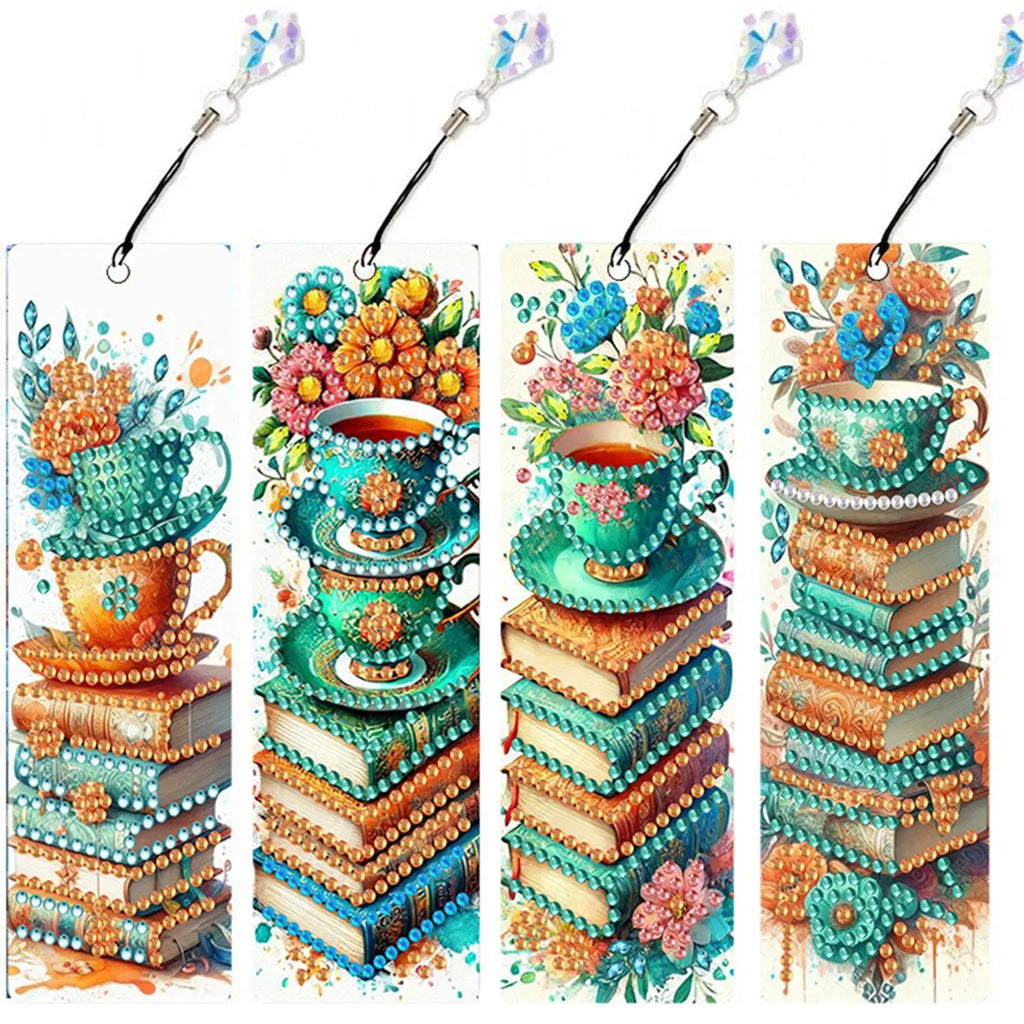4Pcs DIY Diamond Painting Bookmark with Pendants Diamond Painting Art Bookmarks for Beginners Ideal Choice for Home Office Use Oasis Select Book China Mainland