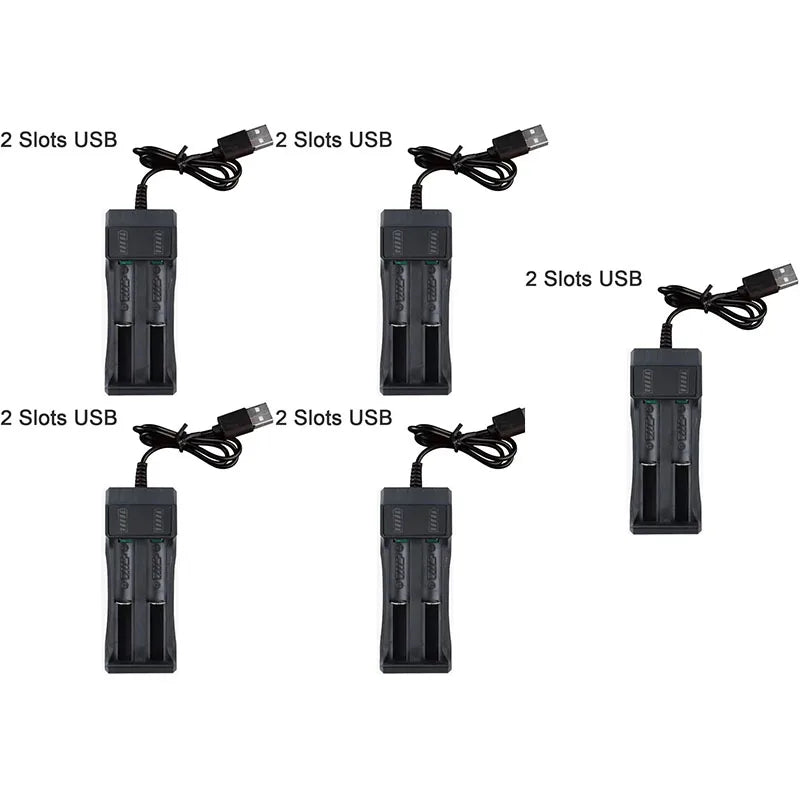 1-5Pcs 18650 Battery Charger Black 1 2 4 Slots AC 110V 220V Dual For 18650 Charging 3.7V Rechargeable Lithium Battery Charger Oasis Select 2 Slots USB-5pcs