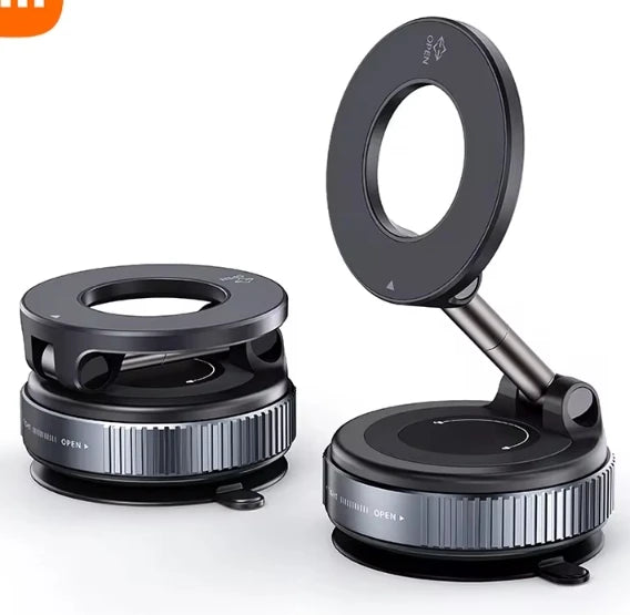 Car Phone Holder Multifunctional Foldable Vacuum Magnetic Phone Holder Suitable for Gym Bathroom Mirrors Ceramic Tiles Marble Oasis Select BLACK