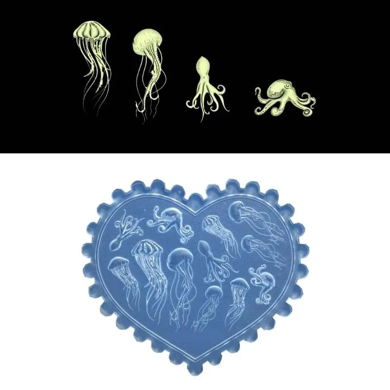 3D Silicone Sea Themed Nail Art Mold | Octopus Jellyfish Design Nail Stencils Manicure Carving Template, Made of Silica Gel Oasis Select