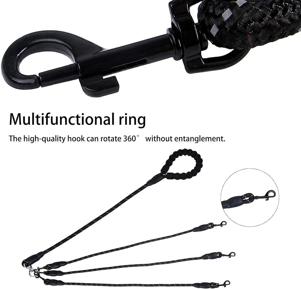 4-Dog Tangle-Free Leash – Detachable Independent Lines with Comfort Grip, Heavy-Duty Nylon for Multi-Dog Walks Oasis Select