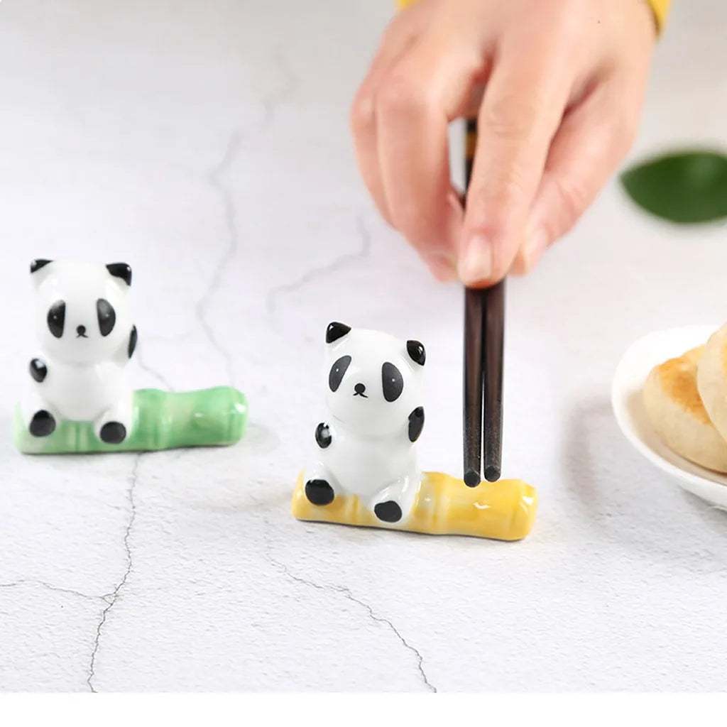 Chinese Chopstick Holder Smooth Panda Miniature Decor Panda Ceramic Chopstick Rest Dual-Purpose Ceramic Pen Rest For Dining Oasis Select