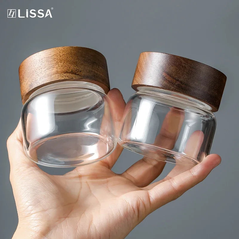 Mini Glass Sealed Jar Food Grade Coffee Powder Dispenser Bottle Portable Tea Coffee Beans Storage Small Empty Bottle Oasis Select