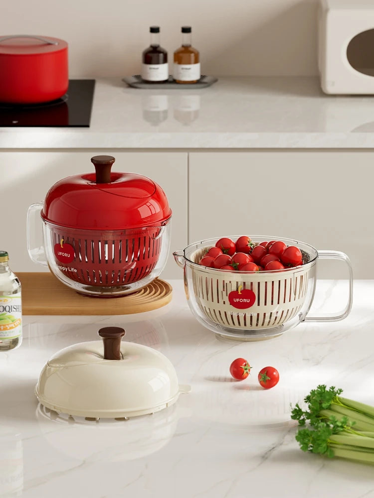 Joined Large Salad Spinner with Drain, Bowl, and Colander - Quick and Easy Multi-Use Lettuce Spinner, Vegetable Dryer, Fruit Was Oasis Select