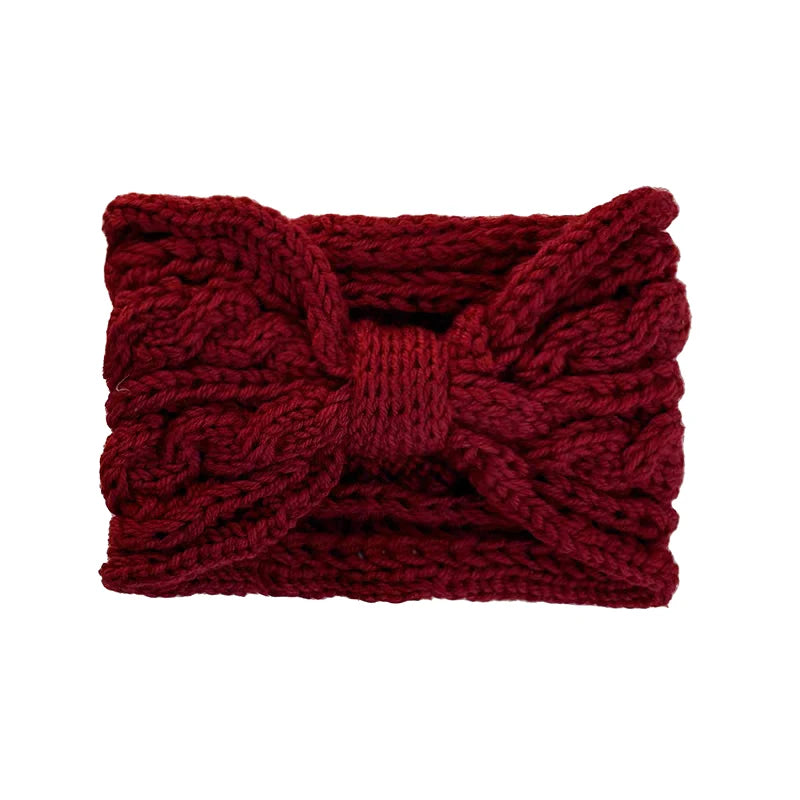 Korean Bow Knit Hair Band – Warm Windproof Headwrap for Girls