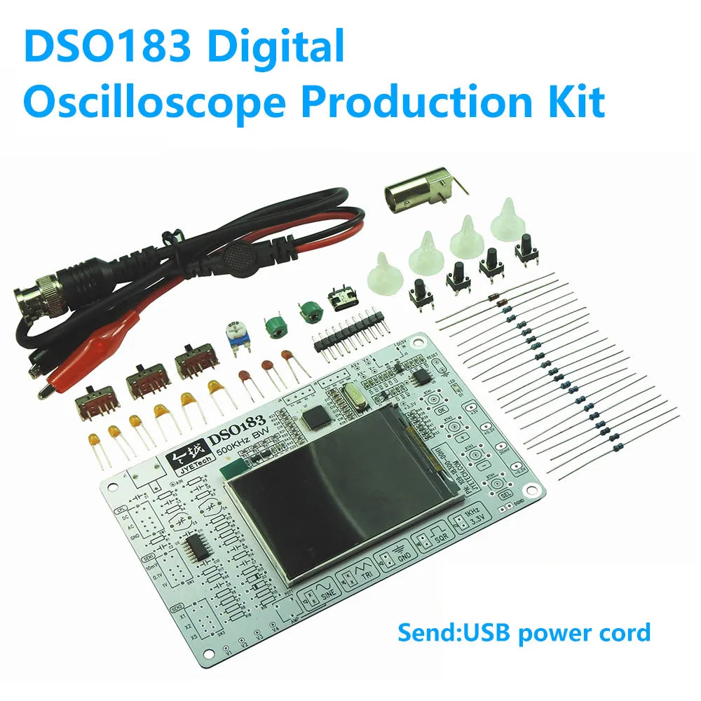 DC 5V DSO183 0-500KHz Digital Oscilloscope DIY Parts Beginner Training Measurement Instrument Electronic Kit Type C Interface Oasis Select