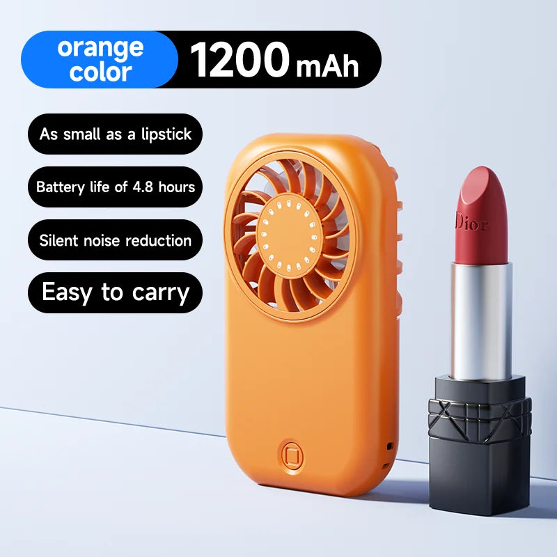 Mini Portable Handheld Fan 5-Speed 11000RPM Turbo Rechargeable Personal Cooling Fan for Travel Outdoor Turbo Handheld Fan Oasis Select Orange