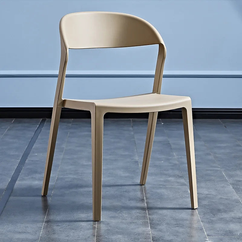 Nordic simple plastic chair household dining chair adult leisure creative desk chair lazy backrest stool Oasis Select Dark brown 2 pieces