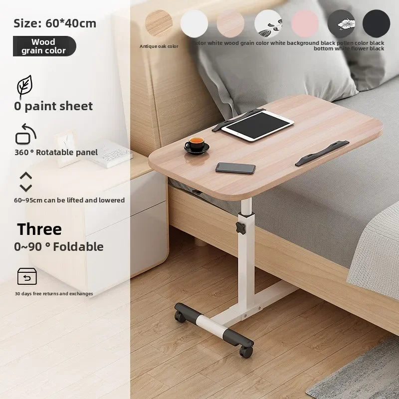 Laptop computer table Bedside table can be lifted and lowered 360 degrees Rotating desktop Simple portable mobile table Oasis Select Wood grain 305