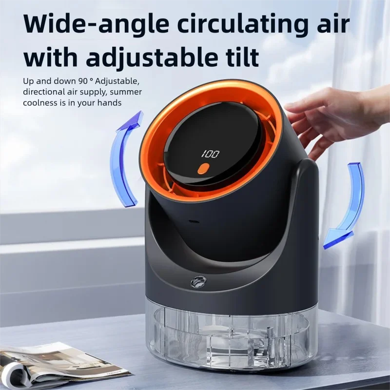 Mini Electric Fan with Single Hole Spray Air Conditioning Cooling Desktop Fan Humidification Circulating Fan 360 ° Adjustable Oasis Select