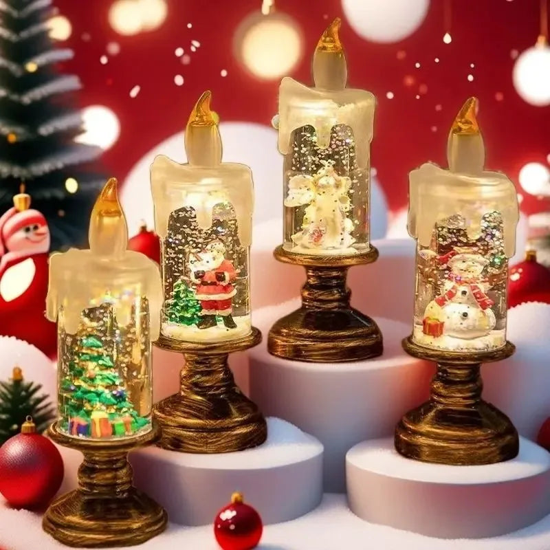 Christmas Candle Night Light Desktop Decoration - LED Luminous Ambient Ornament Gift for Home Scene Setup Oasis Select