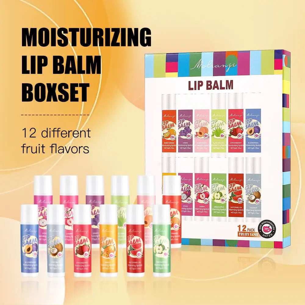 12-Piece Color-Changing Fruit Lip Balm Set – Moisturizing Lip Balm Set Oasis Select