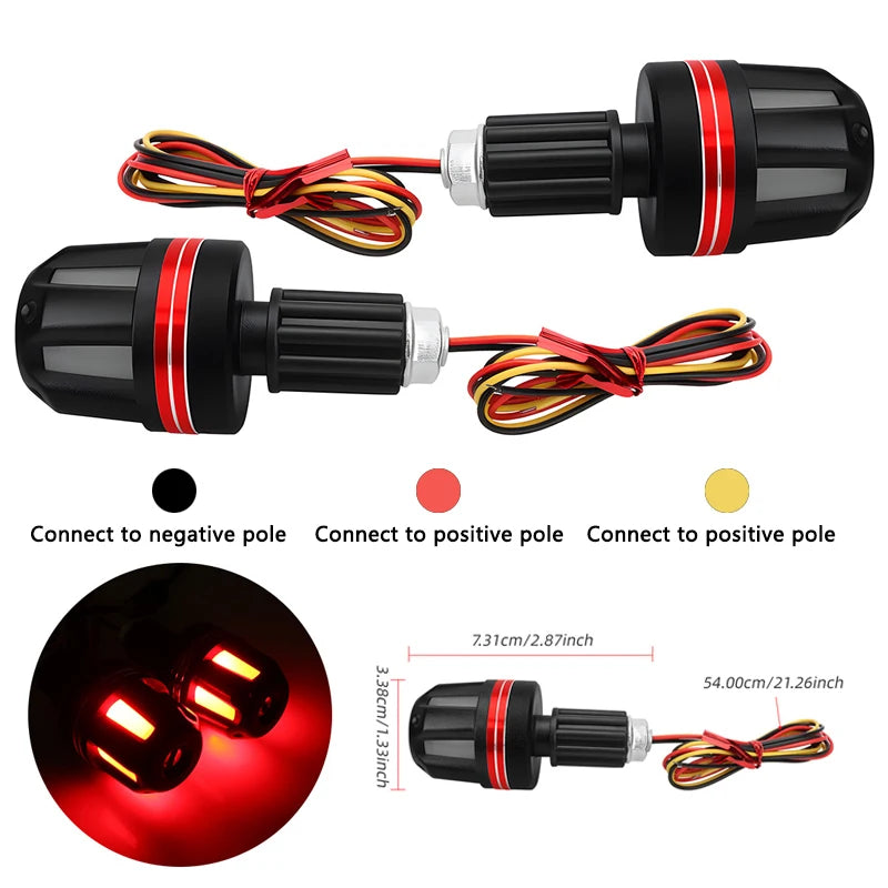 1Pair Motorcycle Handlebar End Light 12V LED Strobe Lamp DRL Driving Light Waterproof Side Warning for Scooter Moto Accessory Oasis Select Red 1Pair