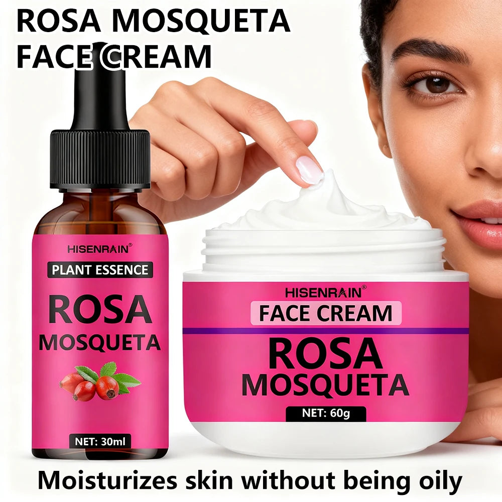 HISENRAIN Rosehip Skincare Set: Hydrating Serum & Moisturizing Cream Combo - Anti-Aging, 24H Moisture, Brightening Kit. Oasis Select