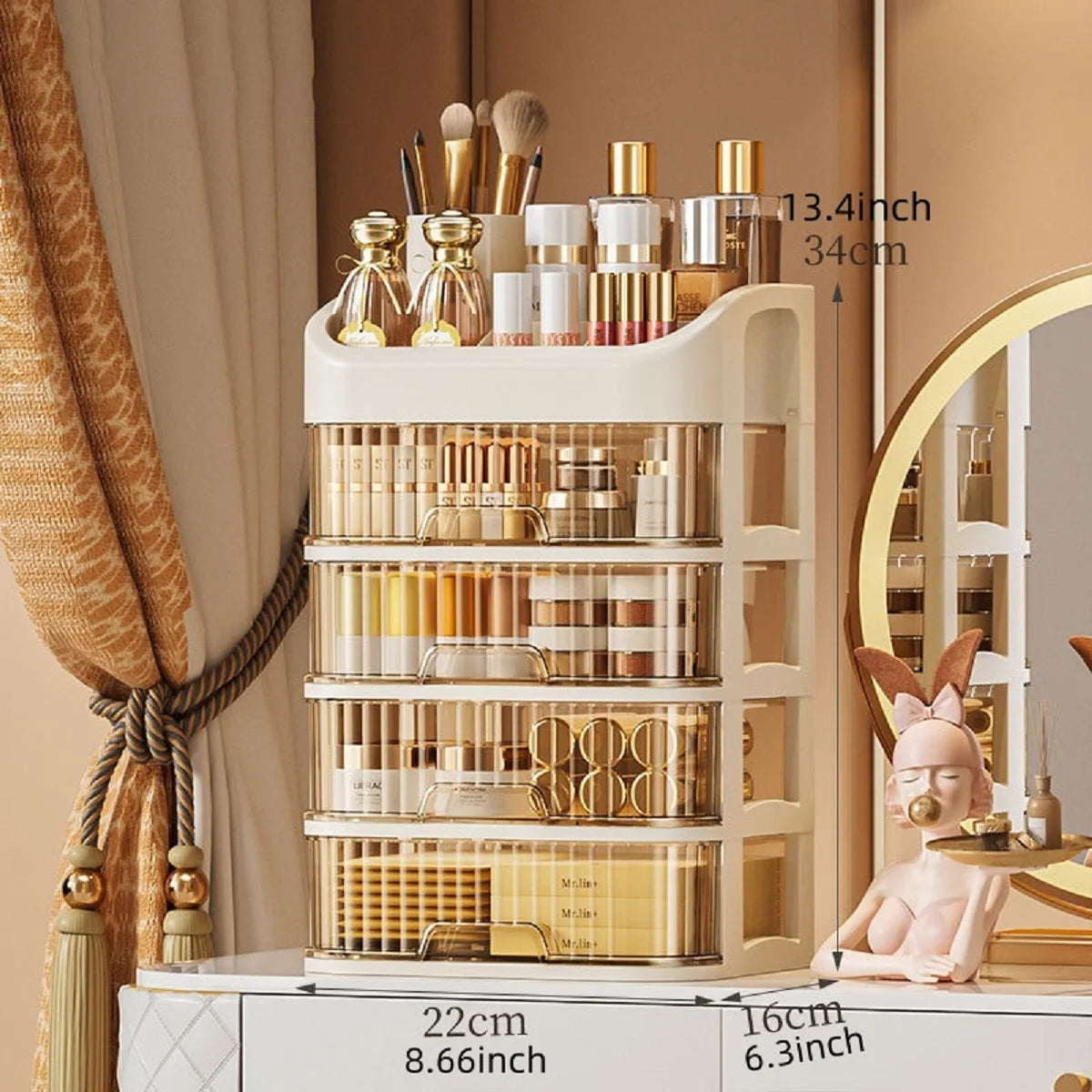 1pc Multi-layer Makeup Storage Box,Cosmetics Storage For Skin Care,Eyeshadow,LotionsLipstick,Great For Dresser,Bathroom,Bedroom Oasis Select 5-layer Storage Box