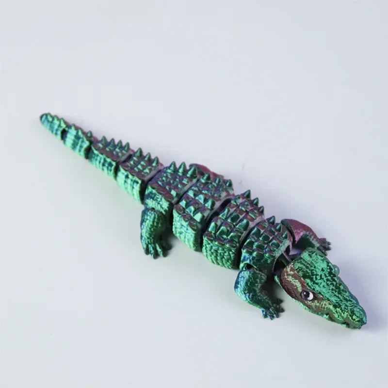 3D Printed Movable Crocodile Model Articulated Rotatable Decoration Funny Office Home Desktop Decor Craft Gift for Adults Oasis Select