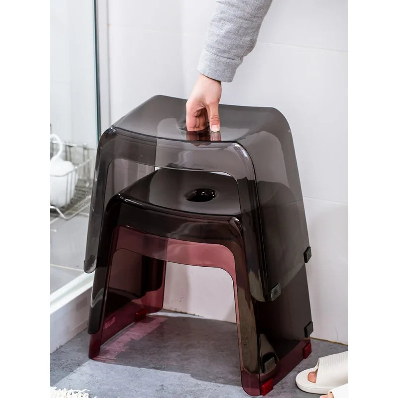 Bathroom Stool Home Furniture Transparent PCTG Plastic Shoe Stool Designer Antiskid Elderly Shower Bath Chair Seat For Adults Oasis Select