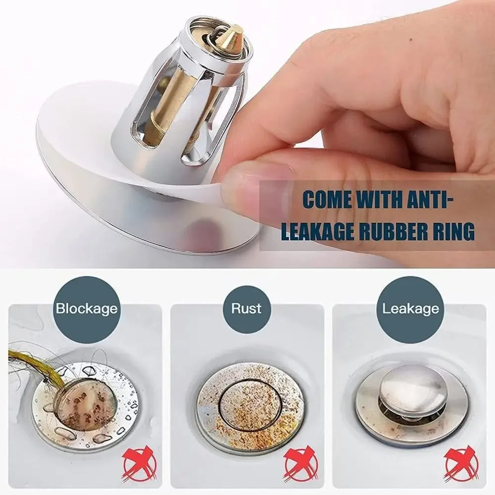 With Anti-clogging Basket Wash Basin Bounce Drain Filter Hair Catcher Universal Sink Drain Stopper Sink Pop-Up Drain Plug Oasis Select